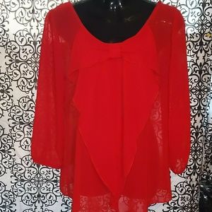 A. Byer Tops - Sheer Red Blouse A. Byer Tops - Sheer Red Blouse